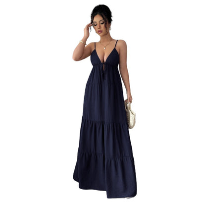 Cross-border European and American elegant sling High sense maxi dress women's clothing 2025 spring and summer Amazon independent station