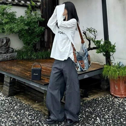 New American retro wide leg loose design black jeans men and women Street casual straight pants fashion brand