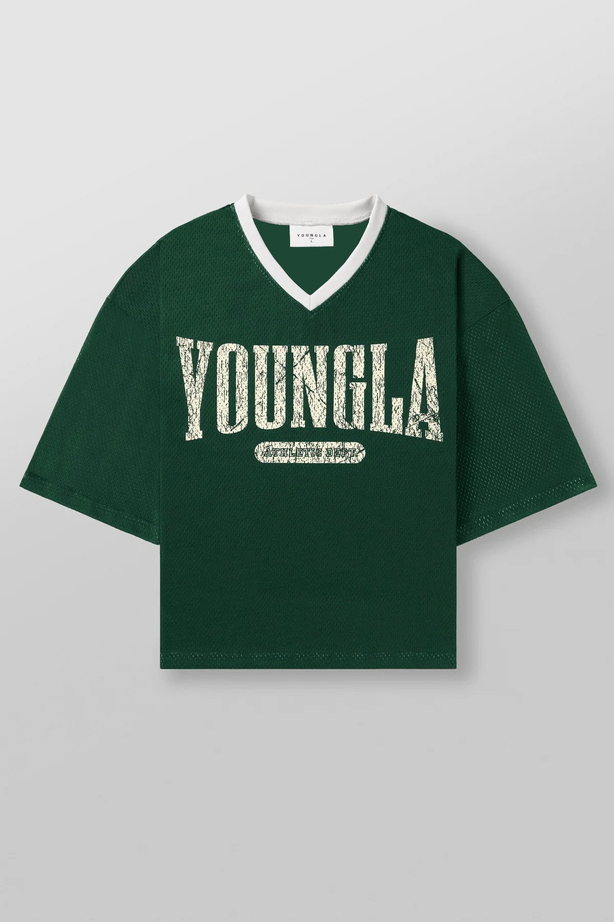 YOUNGLA American fashion brand oversized T-shirt men's exercise workout quick-drying breathable large mesh printed short-sleeved top