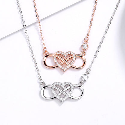 925 sterling silver infinite heart necklace for Women summer European and American Amazon cross-border Hot 8-shaped clavicle chain accessories