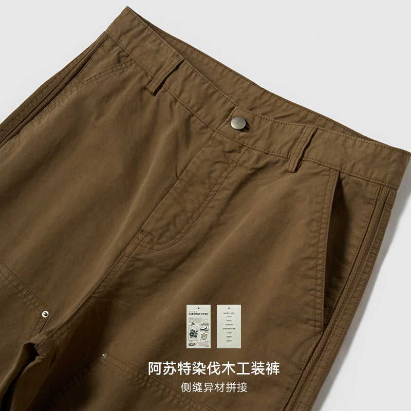 Jie Zhan men's clothing | Azut dyed logging overalls 2025 autumn new trendy brand American street casual pants men