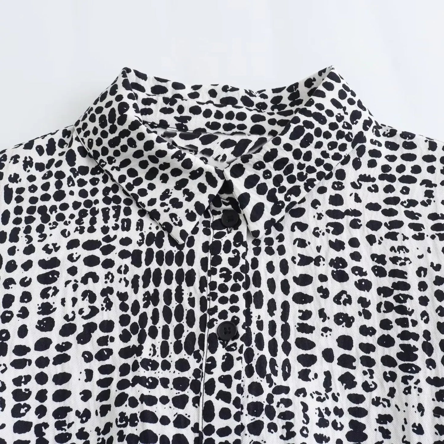 2024 Spring New Europe and America cross border Women's temperament light mature casual polo collar long sleeve printed shirt dress