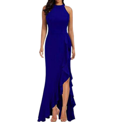 Spring/summer 2022 European and American Foreign Trade women's clothing eBay AliExpress wish maxi dress split ruffled evening dress dress