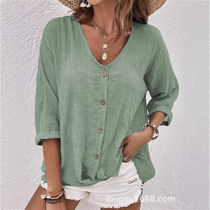 2026 New V-neck Short Sleeve Women's Shirt|tops,blouses