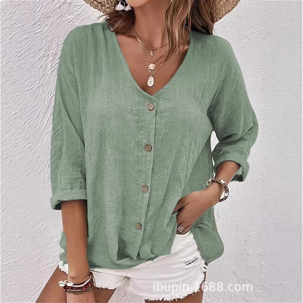 2026 New V-neck Short Sleeve Women's Shirt|tops,blouses