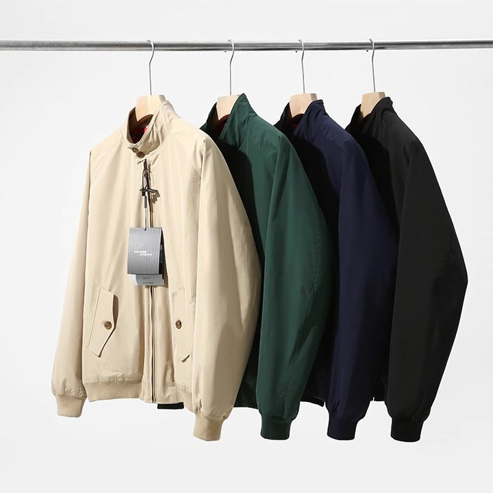 American Retro Tough Guy Bomber Jacket 3M Harrington Tooling Spring And Autumn Solid Color All-match Vertical Collar Three-proof Jacket For Men