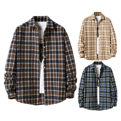 2025 Europe and America cross border Autumn New American flannel plaid shirt men's style coat shirt