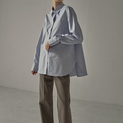 2025 autumn high-grade cotton shirt Women's Korean-style ins loose stylish design commute style long-sleeved shirt