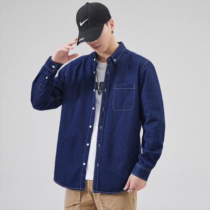 Autumn and Winter new long sleeve shirt men's denim shirt men's shirt trendy men's clothing shirt 8022