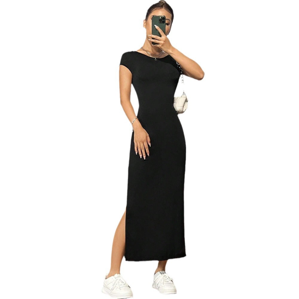 Cross-border Amazon elegant style sleeveless knitted dress summer new mid-waist pullover A- line midi dress for women
