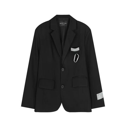 High-end casual retro loose black suit jacket men's ins fashion design sense niche fried street Ruan handsome suit