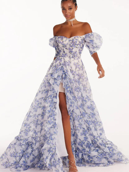 2025 cross-border new arrival off-the-shoulder European and American women's clothing fashion organza Fairy long elegant evening dress dress