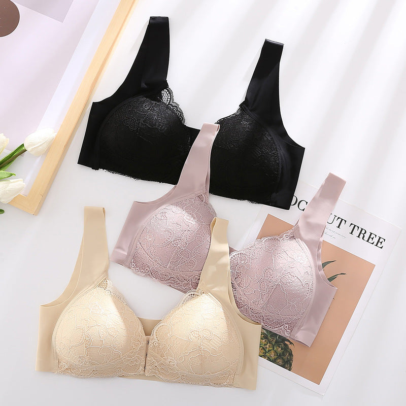 Exclusive for cross-border lace front buckle adjustable back comfortable sports nursing bra seamless wireless underwear wholesale