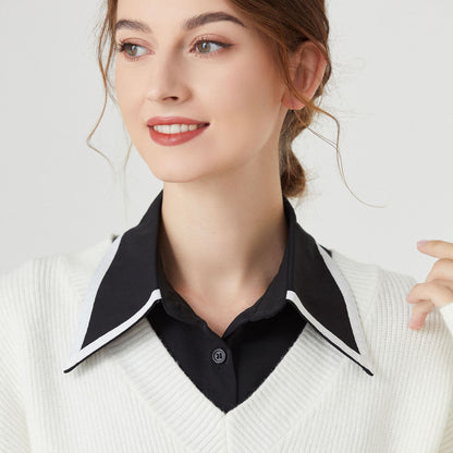 Women's detachable collar women's autumn and winter all-match fashion pointed collar houndstooth shirt collar women's long shirt collar cross-border manufacturers
