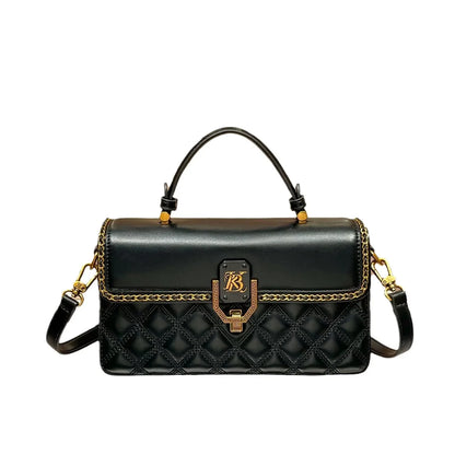 KB Princess Barney 2024 new high-grade genuine leather diamond quilted handbag bag women's fashionable all-match shoulder messenger bag