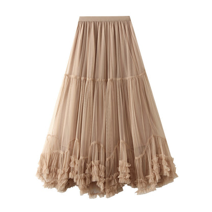 Oversized swing design fashion mesh skirt sweet fungus lace A- line large hem pettiskirt 4932