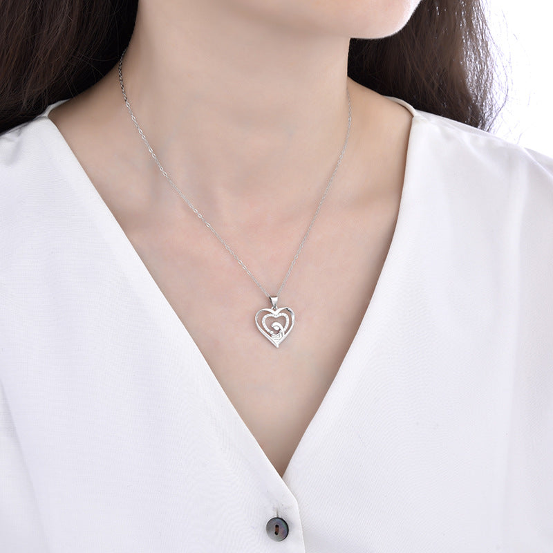 925 sterling silver mother and child hug necklace female with Hearts pendant clavicle chain versatile High Sense Mother's Day gifts for moms