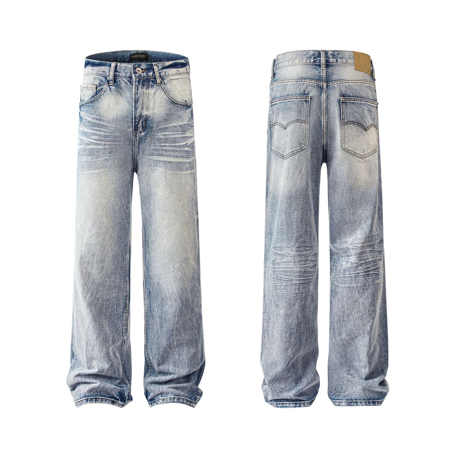 N1004-mankun 2024 American retro street trend worn looking washed-out design straight-through men's denim trousers