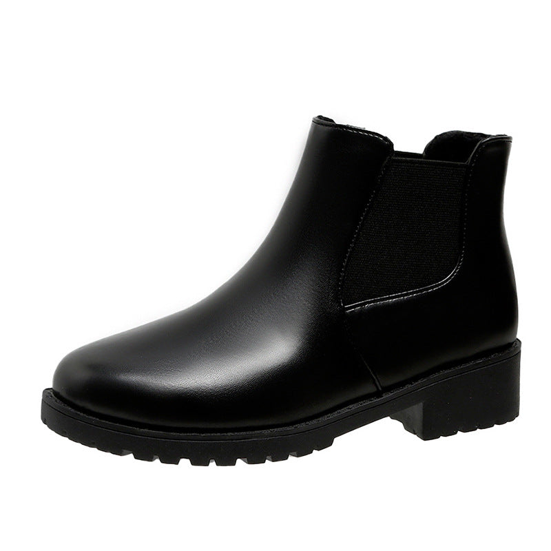 Plus size short boots ankle boots Women's 2025 spring and autumn red new style Martin boots round head chunky heel mid heel elastic foreign trade ankle boots