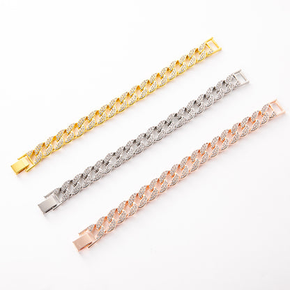 European and American hot clavicle chain jewelry full diamond alloy Cuban necklace hip hop jewelry summer rhinestone all-match necklace