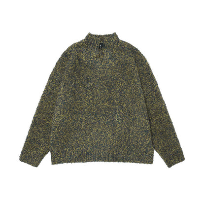 # OVDY autumn and winter knitted sweater idle style new pure color simple American small V-neck loose sweater