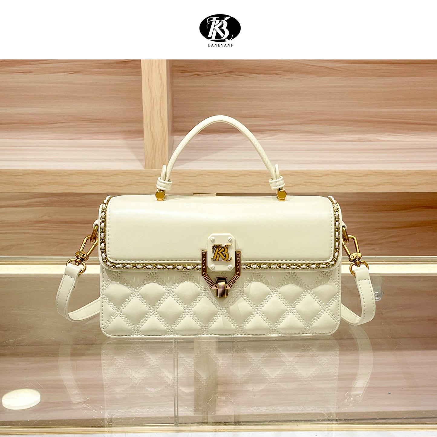 KB Princess Barney 2024 new high-grade genuine leather diamond quilted handbag bag women's fashionable all-match shoulder messenger bag