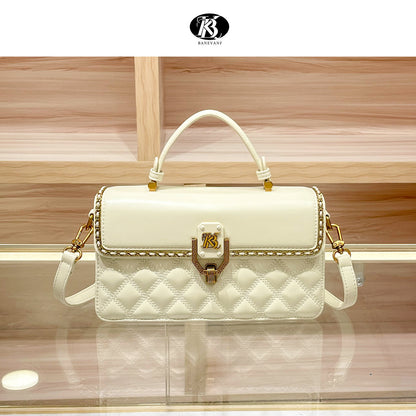 KB Princess Barney 2024 new high-grade genuine leather diamond quilted handbag bag women's fashionable all-match shoulder messenger bag