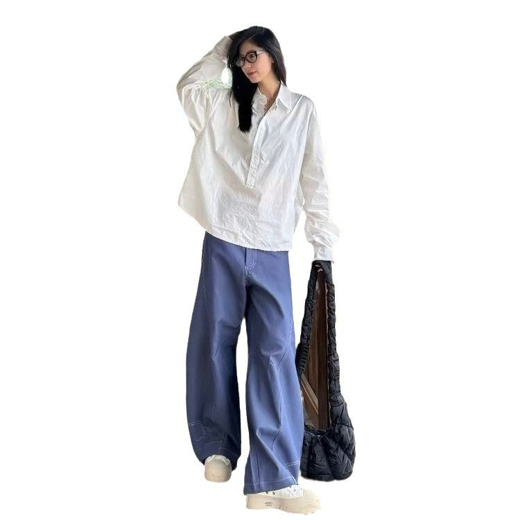 New American retro wide leg loose design black jeans men and women Street casual straight pants fashion brand