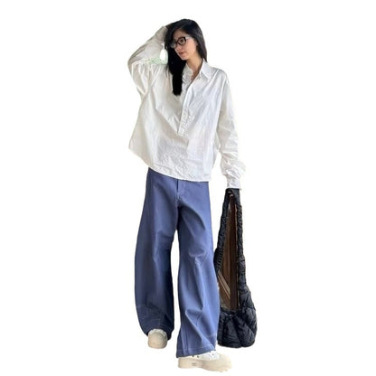 New American retro wide leg loose design black jeans men and women Street casual straight pants fashion brand