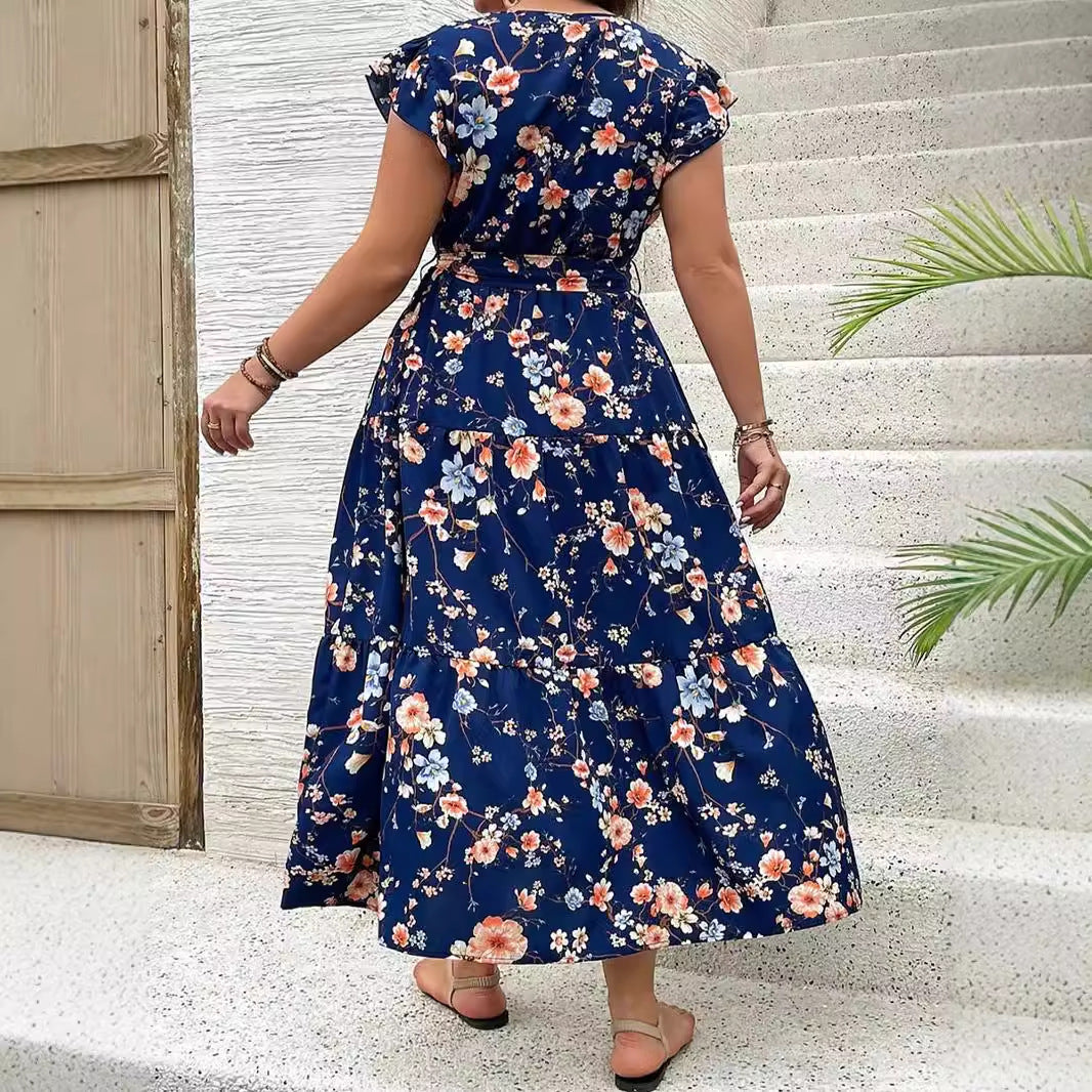AliExpress Amazon Temu half support 2024 Spring and Autumn new women's plus size long dress