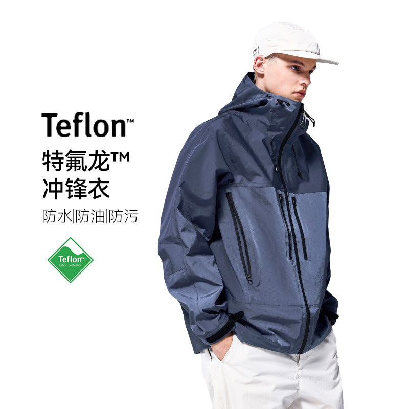 Jie Zhan men's clothing | Full-pressure glue zipper shell jacket Autumn New Teflon windproof jacket men's coat