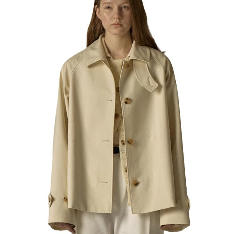 FACA * E PATTE * N short jacket women 2025 Spring and Autumn New loose trench coat beige special-interest design