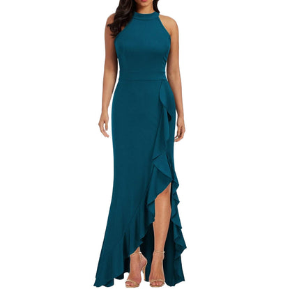 Spring/summer 2022 European and American Foreign Trade women's clothing eBay AliExpress wish maxi dress split ruffled evening dress dress