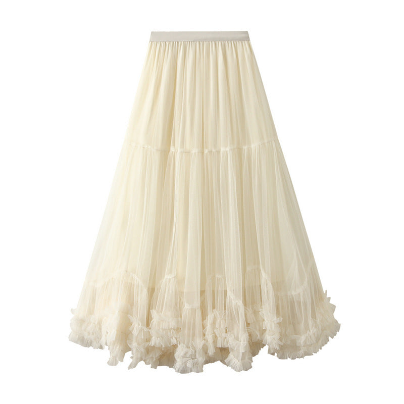 Oversized swing design fashion mesh skirt sweet fungus lace A- line large hem pettiskirt 4932