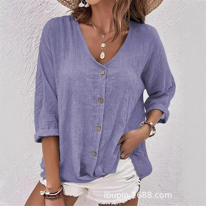 2026 New V-neck Short Sleeve Women's Shirt|tops,blouses
