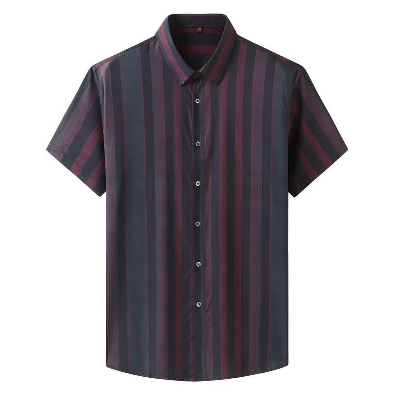 Plus size men's clothing short sleeve shirt summer new style fat brother plus size plus-sized striped shirt fat guy loose casual fashion