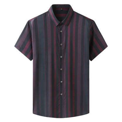 Plus size men's clothing short sleeve shirt summer new style fat brother plus size plus-sized striped shirt fat guy loose casual fashion
