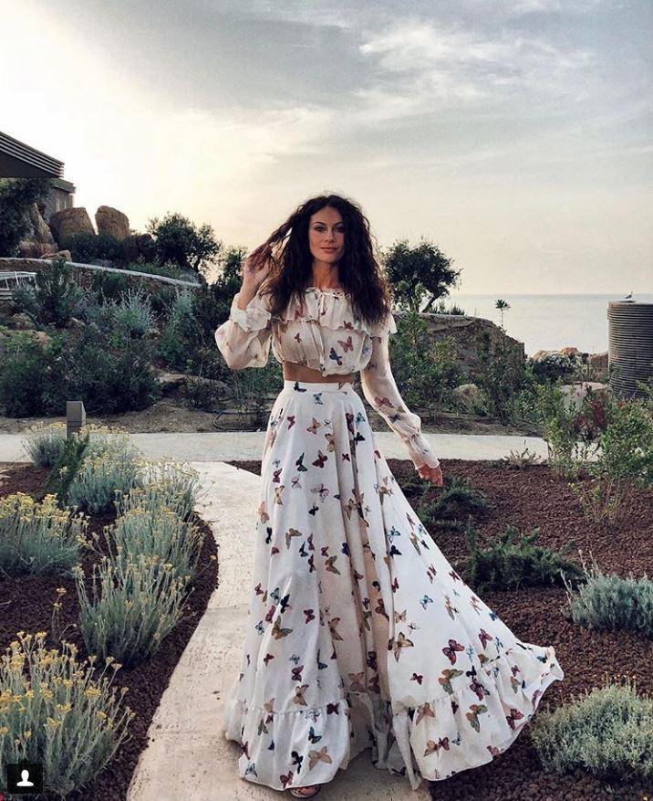 European and American Butterfly Print Bohemian Dress Set