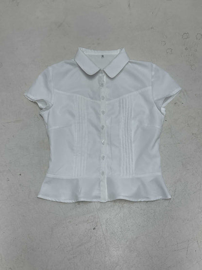 BM French style doll collar shirt for women 2025 summer Spring Autumn new design sense niche slim fit slimming short sleeve shirt