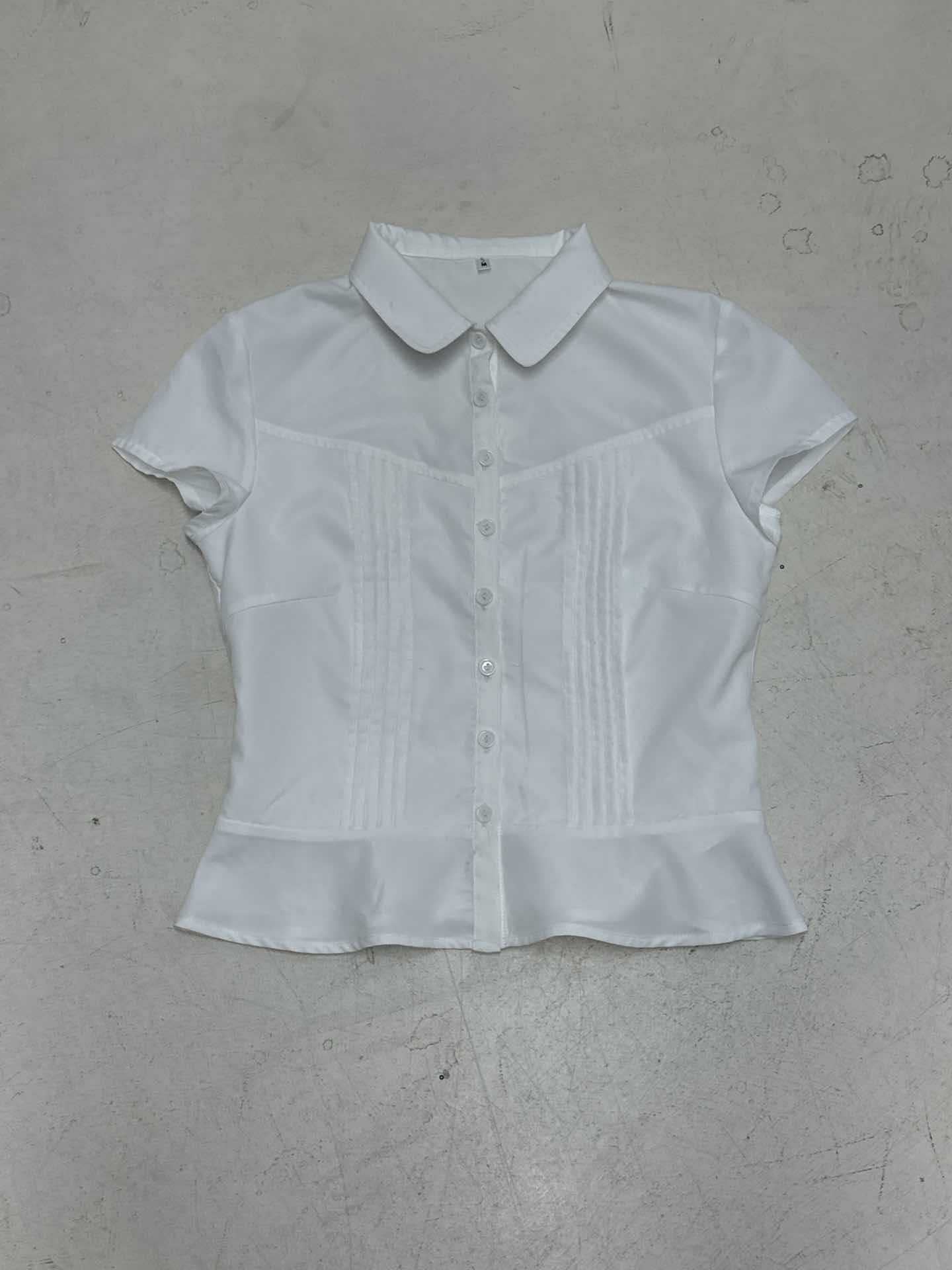 BM French style doll collar shirt for women 2025 summer Spring Autumn new design sense niche slim fit slimming short sleeve shirt