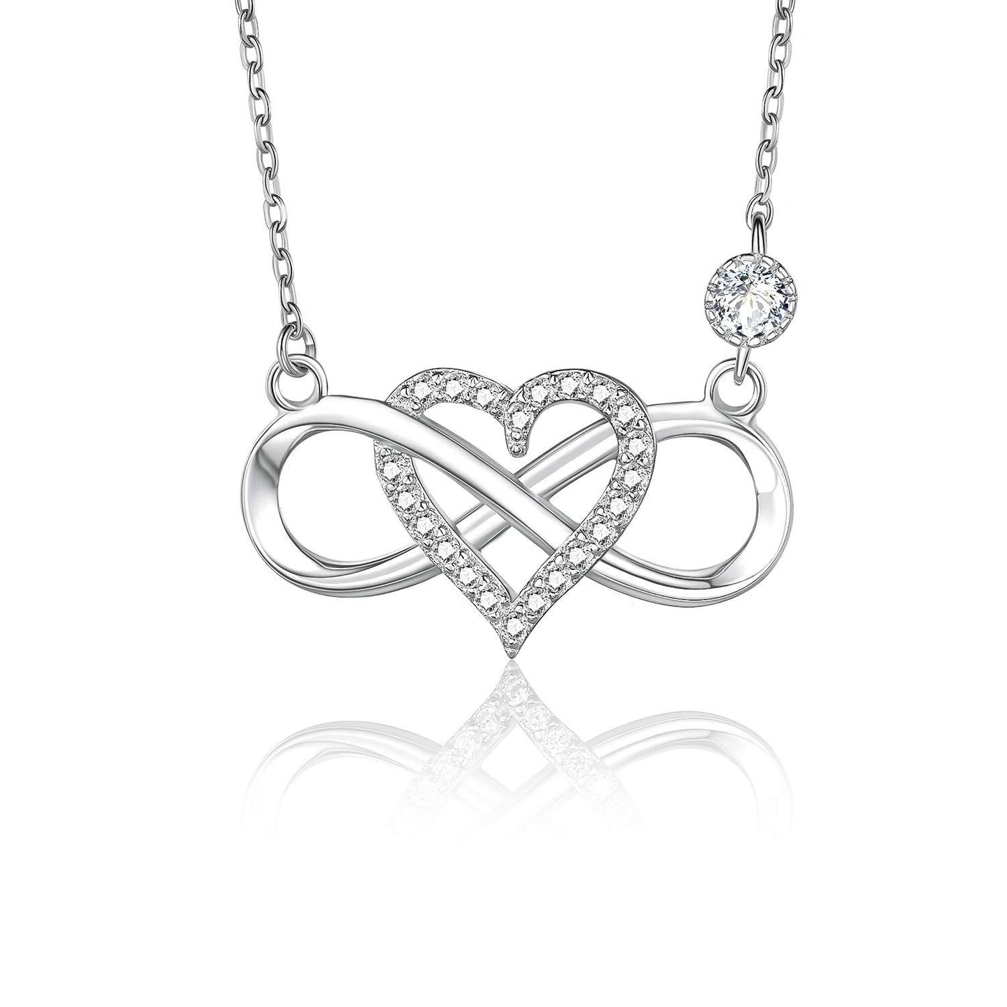 925 sterling silver infinite heart necklace for Women summer European and American Amazon cross-border Hot 8-shaped clavicle chain accessories