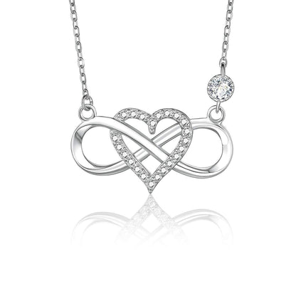925 sterling silver infinite heart necklace for Women summer European and American Amazon cross-border Hot 8-shaped clavicle chain accessories