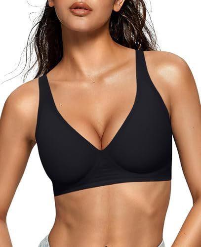 OEAK women's deep V bra wireless comfortable bra support wireless bra T-shirt gathering bra