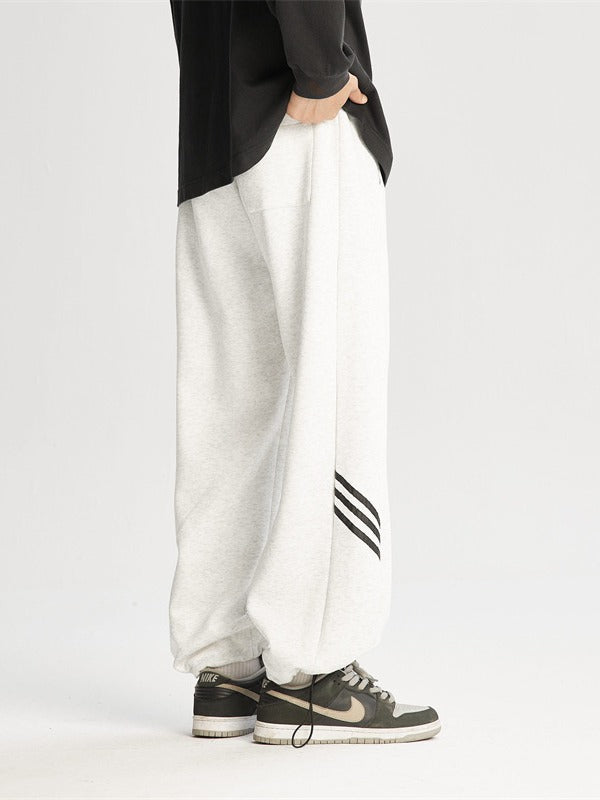 LKTM men's clothing# American heavy striped sweatpants men's and women's spring new fashion brand loose all-matching straight sports pants