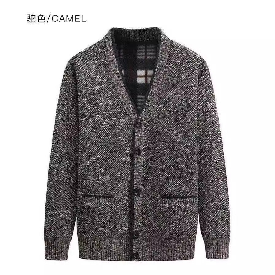 Men's Velvet Sweater Cardigan V Neck