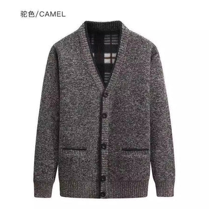 Men's Velvet Sweater Cardigan V Neck