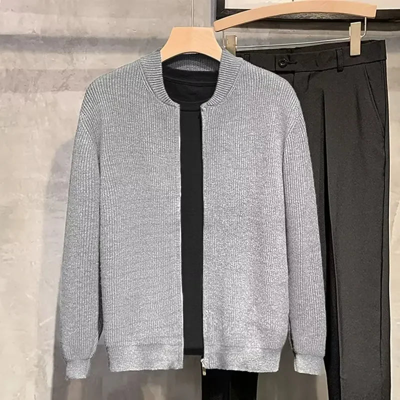Slim-fit zipper pairs trendy sweater men's 2024 cardigan design men's Spring and Autumn Tide coat sweater Korean style