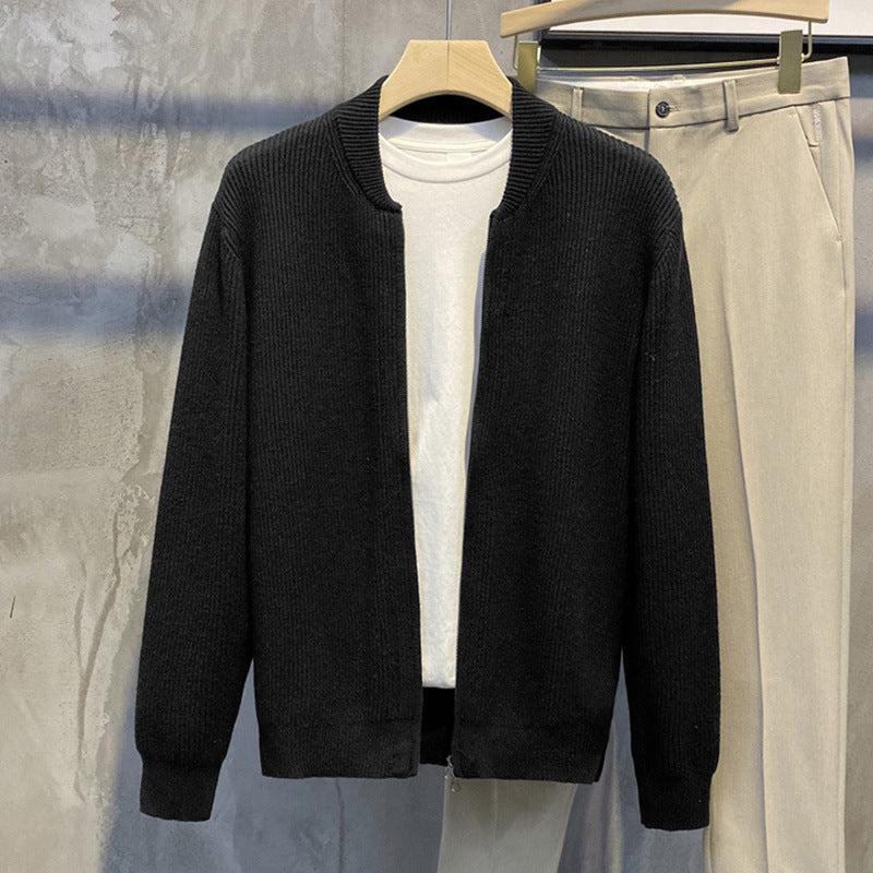 Slim-fit zipper pairs trendy sweater men's 2024 cardigan design men's Spring and Autumn Tide coat sweater Korean style