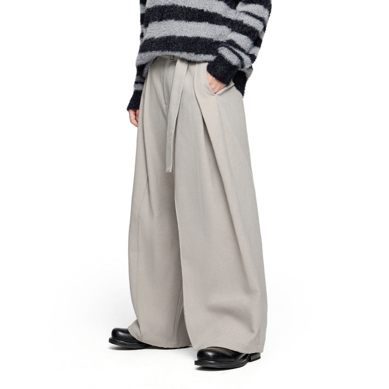 Jiezhan men's clothing | Blended wide-leg suit pants 2025 Autumn New Korean style artistic wide-leg loose drooping suit pants men
