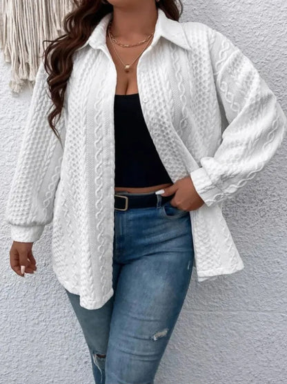2023 Amazon Women's jacquard drop shoulder button long sleeve casual shirt comfortable coat